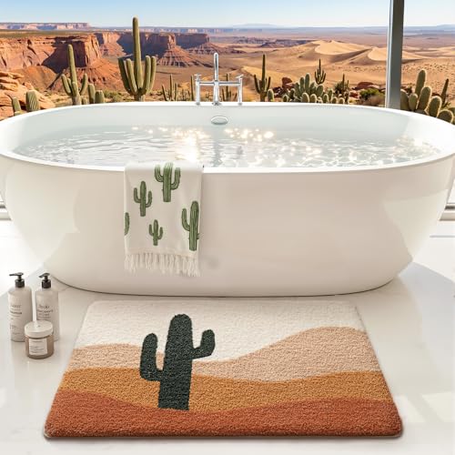 LUMI Cactus Bathroom Rug 24x43 Soft Absorbent Bath Mat, Non Slip - color: Cactus Sand, size: 24"x43"