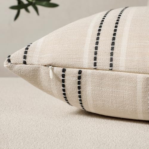 Hckot Black Striped Throw Pillow Covers 16x16 Set of 2 Accent Pillow Cover - color: Black, size: 16" x 16" (Pack of 2)