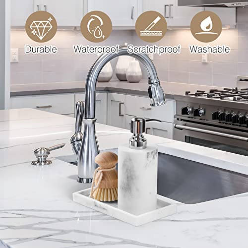 Luxspire Resin Bathroom Tray for Countertop Organizer, Mini, White Marble - color: Marble White, size: Mini