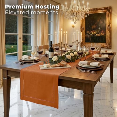 Signature Linen™ by D'Moksha, 100% Pure Linen Rust Table Runner 14 x 36 in - color: Rust, size: 14 X 36 Inch