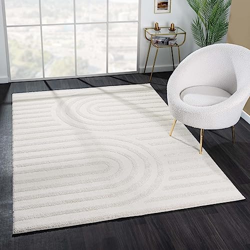 LUXE WEAVERS Modern Geometric High Low Area Rug Cream 8x10 - color: Cream, size: 8' x 10' (Rectangular)