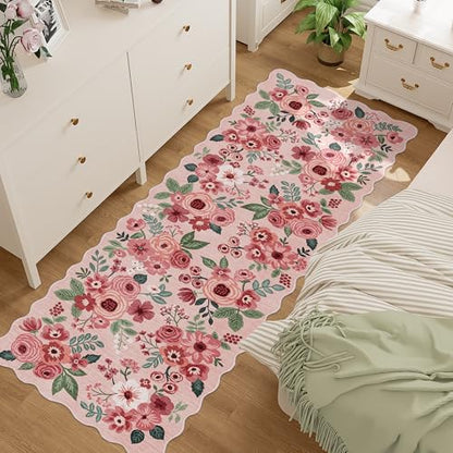 DUKINO 2x10 Runner Rug for Hallway, Washable Kitchen Rug Non Slip, Pink - color: Pink (Big), size: 2' x 10' (Rectangular)