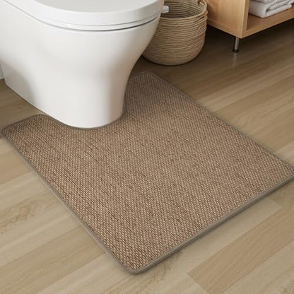 PADOOR Braided Toilet Rugs U Shaped 20''x24'', Non Slip Toilet Mat, Brown - color: Brown, size: 20''x24'' U-Shaped