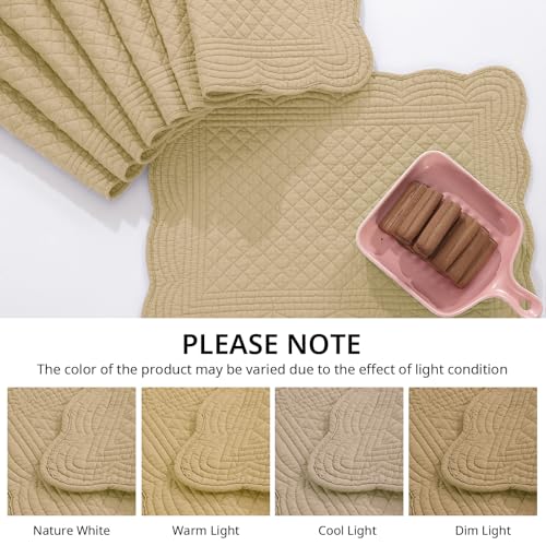 HOMBYS Quilted Placemats Set of 6 Washable-13x18 inches Rectangular Placemats for Kitchen Table-100% Cotton Fabric Rectangular Table Mats, (Dark Brown) - color: Dark Brown