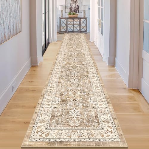 LOKHOM 2x12 Hallway Runnner Rug, Boho Non-Slip Washable Kitchen Rugs, Beige - color: Beige Brown, size: 2' x 12' (Runner)