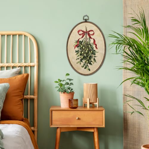 FLAWAFLOMA Christmas Mistletoe Oval Canvas Wall Art Decor 8.6x11.4 Inch - color: Christmas-21