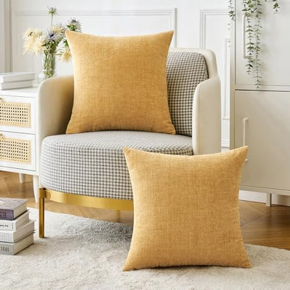 MIULEE Soft Chenille Throw Pillow Covers Gold 16x16 Inch Pack of 2 - color: Gold, size: 16" x 16" (Pack of 2)