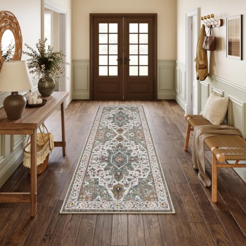 HOOBRO 2 x 6 Runner Rugs Washable, Area Rugs, Stain Resistant Carpet - color: Vintage Green, size: 2' x 6' (Rectangular)