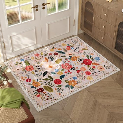Rugcomf Door Mat 2x3 Area Rug Washable, Beige - color: Beige, size: 2' x 3' (Rectangular)
