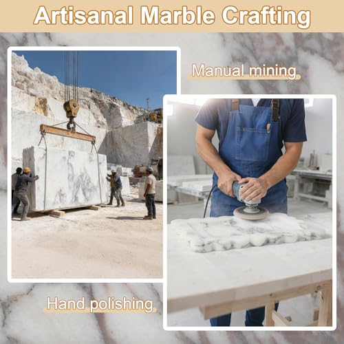100% Marble Vanity Tray for Bathroom Counter, Kitchen, Coffee 11.8" - color: Calacatta White