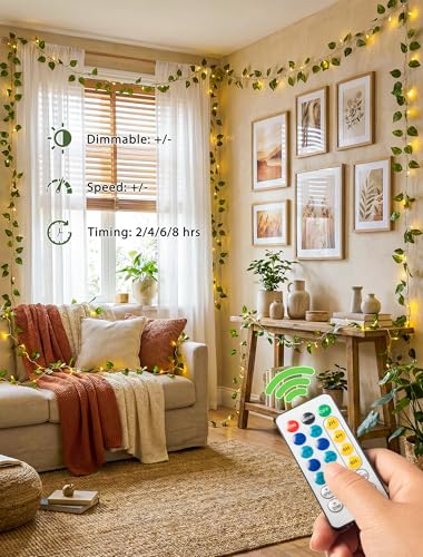 Vine with Fairy Lights,23FT Faux Pothos Garland with Remote - color: Pothos, size: 73 LED-Plug
