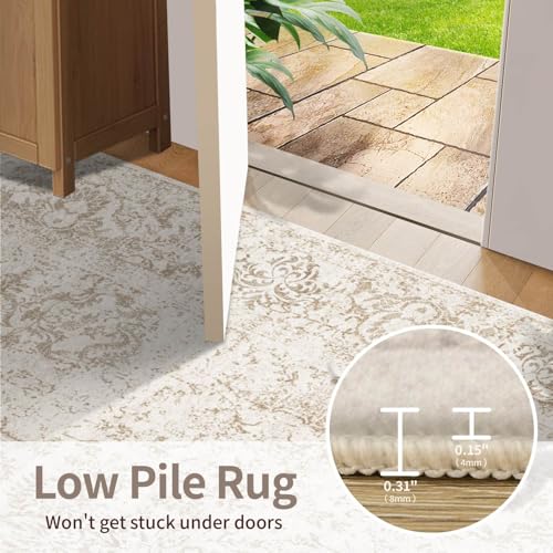 Rugxara 5X7 Washable Area Rug for Living Room, Bedroom,Neutral Beige - color: Light Brown, size: 5' x 7' (Rectangular)
