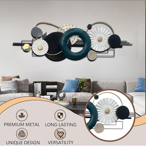 Metlzks Modern Abstract Metal Wall Art, Geometric Circles Design Wall Decor - color: Blue