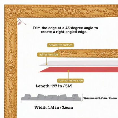 Flexible Molding Trim Wall Trim 16.4 Feet (Warm Gold) - color: Gold