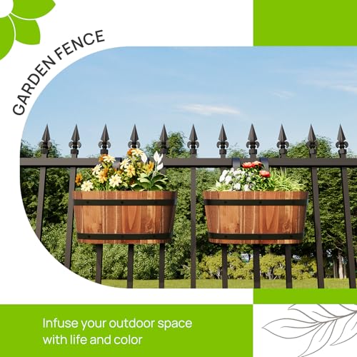 2Pack Cute Railing planter box Fence planters Window boxes planters porch - color: Brown-2pcs, size: Small