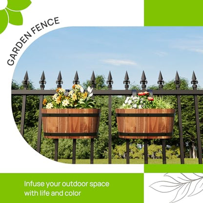 2Pack Cute Railing planter box Fence planters Window boxes planters porch - color: Brown-2pcs, size: Small