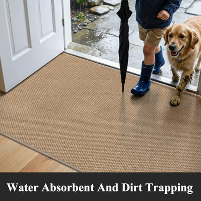 HEBE Washable Runner Rug 2'x6', Non Slip Low-Pile Hallway Rugs Runner - color: Tan, size: 2' x 6' (Rectangular)