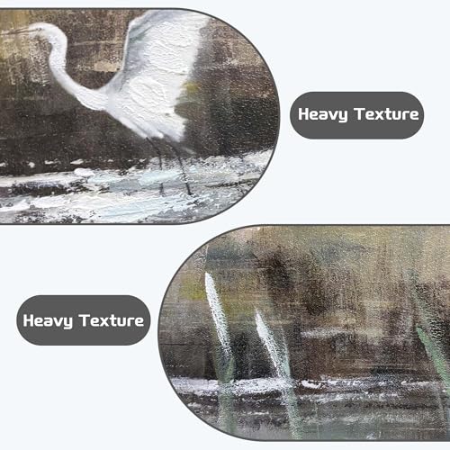 HILL WEST Rustic Landscape Lake Bird Framed Wooden Wall Art, 24x16inch - color: Bird, size: 24"L x 16"W