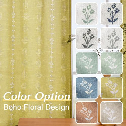 Mustard Yellow Boho Curtains, Retro Pattern Mid Century Modern Curtains for Bedroom Living Room Kitchen 63 Inch Length - color: Mustard Yellow ( in the Sunlight ), size: 52"W x 63"L (Pack of 2)