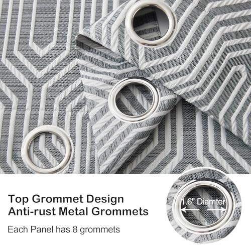 Dark Grey and Silvery 100% Blackout Curtains 108 Inch Length 2 Panels, Jacquard Thermal Insulated Noise Reducing Grommet Drapes for Bedroom Living Room, 2pcs, 52" W x 108" L - color: Dark Grey and Silvery, size: 52"W x 108"L (Pack of 2)
