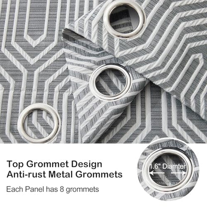 Dark Grey and Silvery 100% Blackout Curtains 63 Inch Length 2 Panels, Jacquard Thermal Insulated Noise Reducing Grommet Drapes for Bedroom Living Room, 2pcs, 52" W x 63" L - color: Dark Grey and Silvery, size: 52"W x 63"L (Pack of 2)