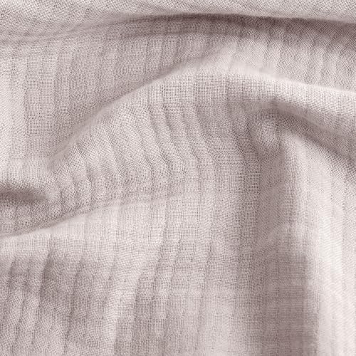 FOSSA Muslin Blanket: 4-Layer 100% Cotton Gauze Blanket with Fringe 98"x98" - color: Greyish Pink, size: Oversize Queen(98" × 98")