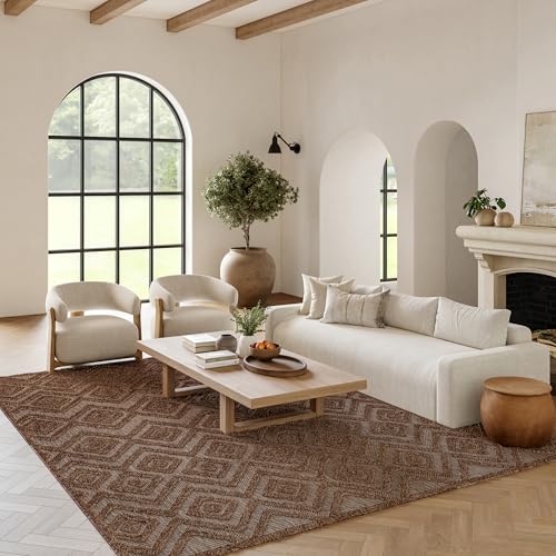 Nourison Home Versatile Brown 6' x 9' Area Rug - Easy Clean, Non Shedding, Bed Room, Living Room, Dining Room, Kitchen (6' x 9') - color: Brown, size: 6' x 9' (Rectangular)