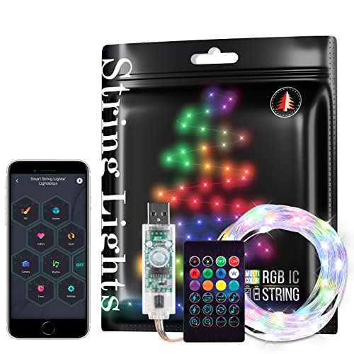 BTF-LIGHTING DC5V RGB IC WS2812B 6.5FT 20LED Fairy String Lights IP65 - color: Transparent wire, size: 6.6FT 20LED