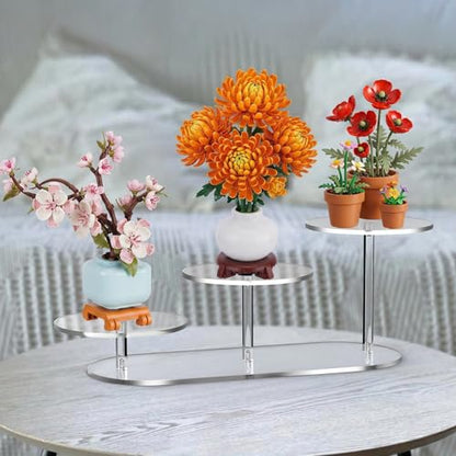 NiHome 3-Tier Acrylic Display Riser for LEGO Botanicals & Cupcakes, Clear