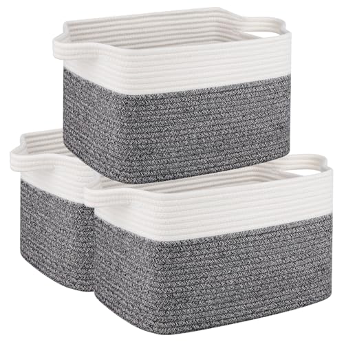 OIAHOMY 3-Pack Storage Basket for Organizing Woven Basket for Shelves Black - color: Black variegated, size: 13''×9.9''×8.7''
