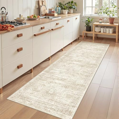 2x7 Runner Rug Non Slip,Washable Hallway Runner Rug,Beige - color: Beige/Ivory, size: 2' x 7' (Runner)