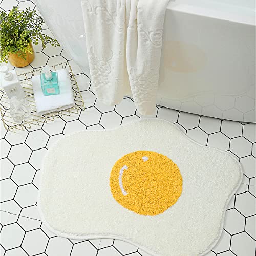 UKELER Bathroom Rug 29.5''×21.6'' Soft Cute Egg Shape Bath Mat Non Slip Fluffy Floor Mat for Bathroom Kitchen Bedroom Decoration - color: Egg