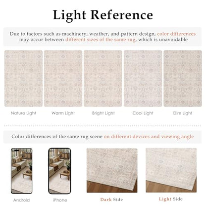 6x9 Apricot Area Rug Neutral Distressed Carpet - color: Accent | Beige Multi, size: 6' x 9' (Rectangular)