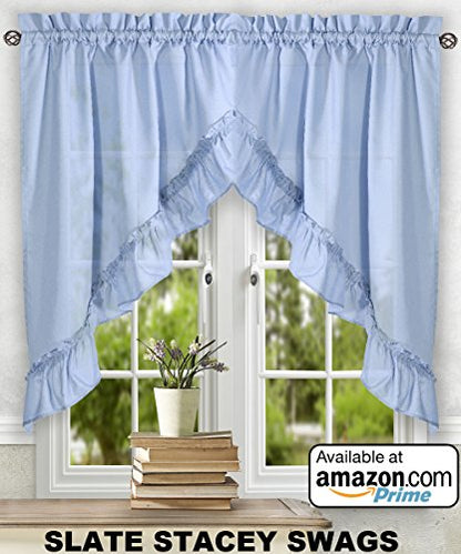 Ellis Curtain Stacey 54-by-13 Inch Ruffled Filler Valance (Slate) - color: Slate