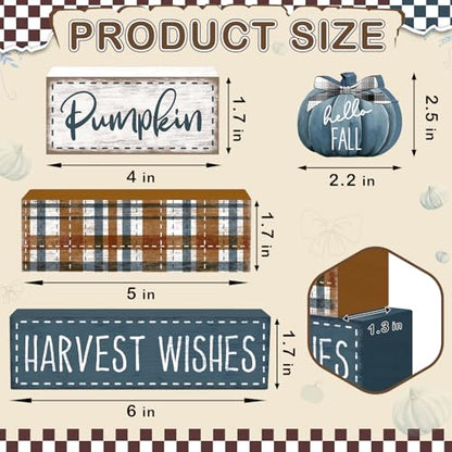 Britimes Fall Farmhouse Tiered Tray Decor Set, 4 Pack, Wooden - color: Blue Pumpkin