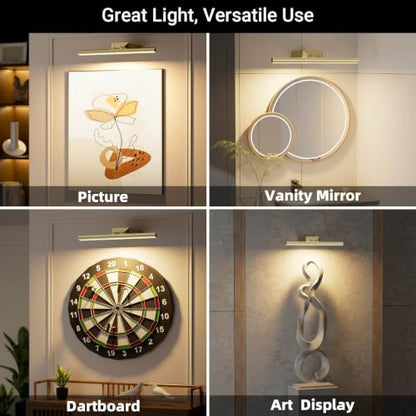 16" Picture Lights for Wall - 10000mAh Rechargeable Art Light - color: Gold, size: 16inch