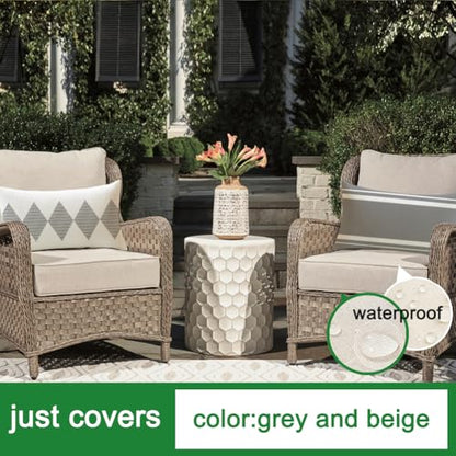 Outdoor Pillows Covers 12x20 Waterproof,Grey and Beige Set of 4(No Insert) - color: Grey and Beige, size: 20" x 12" (Pack of 4)