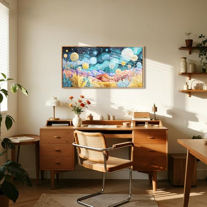crmotu Colorful Large Wall Art, Whimsical Landscape Canvas Prints 20"x40" - color: Teal Gold, size: 40"L x 20"W