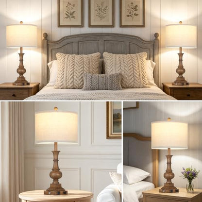 Lolikit 26" Tall Farmhouse Table Lamps Set of 2,Bedside Lamps for Bedroom - color: Brown - 26"H - 2 Pack