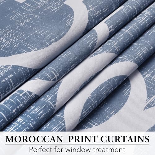 Beauoop Moroccan 100% Blackout Curtains Bedroom Blue 50x96 2 Panels - color: Rod Pocket | Blue, size: 50"W x 96"L (Pack of 2)