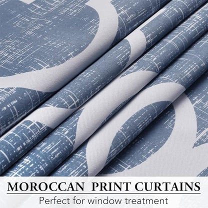 Beauoop Moroccan 100% Blackout Curtains Bedroom Blue 50x96 2 Panels - color: Rod Pocket | Blue, size: 50"W x 96"L (Pack of 2)