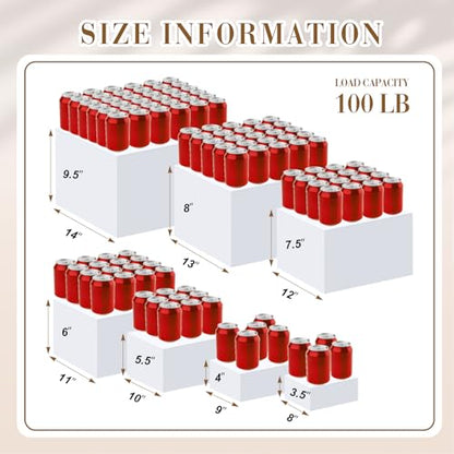 Leinuosen 7 Pcs Extra Large Acrylic Buffet Risers, 8-14" Square, White - color: White, size: 8" to 14", style: Square