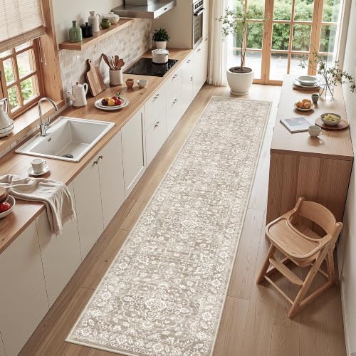 Soalmost Runner Rug Non-Slip for Hallway 2x10, Washable Soft Kitchen Rug - color: Light Brown, size: 2' x 10' (Runner)