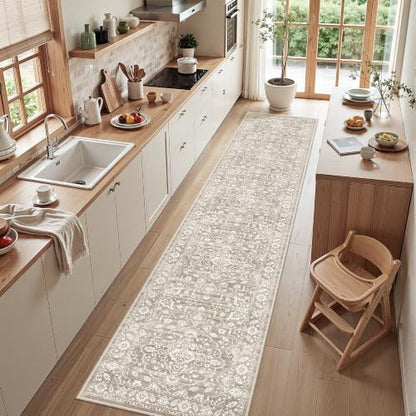 Soalmost Runner Rug Non-Slip for Hallway 2x10, Washable Soft Kitchen Rug - color: Light Brown, size: 2' x 10' (Runner)