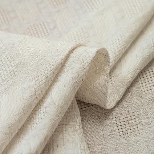 Linen Textured Sheer Curtains for Living Room Rod Pocket Top - color: White, size: 52"W x 102"L (Pack of 2)