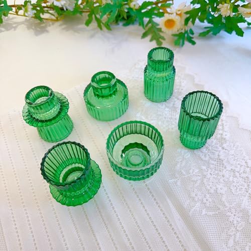 Glass Candlestick Holders, Taper Candle Holders, Set of 3, Green - color: Green, size: 3 PCS