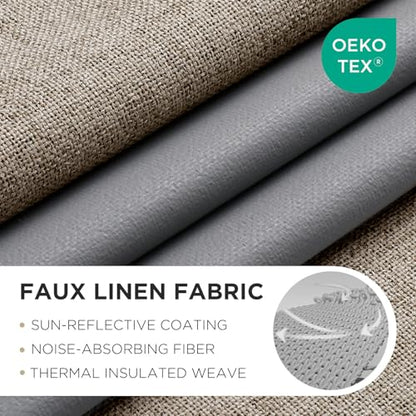 Joydeco Blackout Curtains 72 Inches Long 2 Panels with Grommet, Room Darkening Curtains for Bedroom, 100% Black Out Textured Thermal Drapes Privacy Protection 2 Panels Set(W52 x L72 Inch, Linen) - color: Linen, size: 52"W x 72"L (Pack of 2)