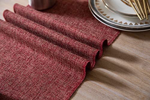 ZeeMart Red Table Runners 72 Inches Long, Burlap Linen Style Rustic Farmhouse Table Runner, Boho Woven Dining Table Runner, 13x72 Inches, Red - color: Classic Burlap/Red, size: 72" x 13" (Rectangular)