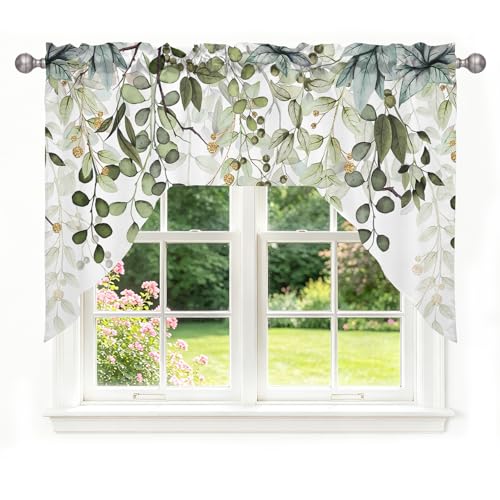 Sage Green Eucalyptus Leaves Swag Curtains 1 Panel, 56x36 in - color: Eucalyptus Leaves-green, size: 56"W x 36"L (Pack of 1)