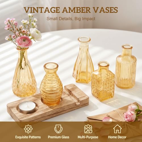 Glass Bud Vase Set of 32 Pcs, Small Glass Vases for Flowers - color: Goden